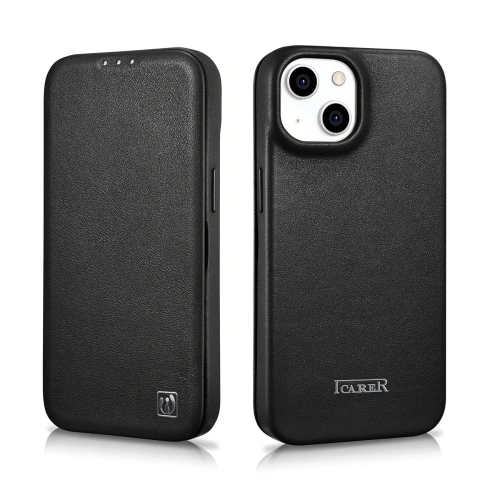 Kup Case iCarer CE Premium Leder Folio MagSafe Apple iPhone 14 Plus / 15 Plus schwarz - ICR409 - {ean13} - Sklep Home Screen
