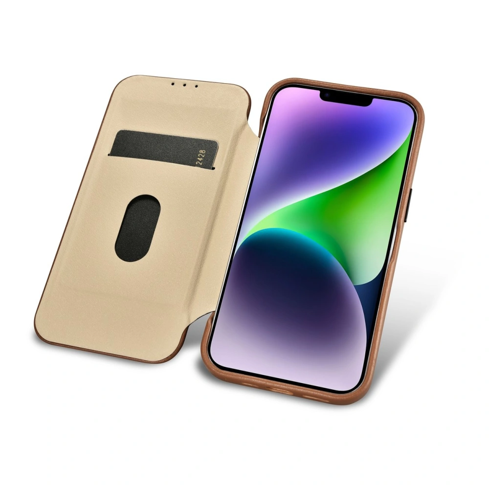 Etui iCarer CE Premium Leather Folio MagSafe Apple iPhone 14 Plus / 15 Plus brązowy