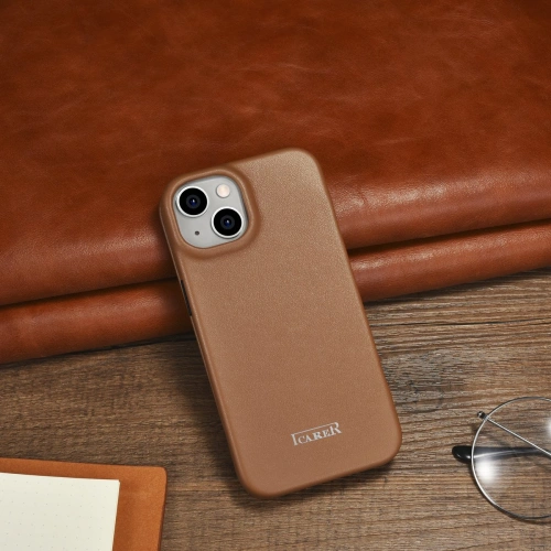 Kup Husă iCarer CE Premium Leather Folio MagSafe Apple iPhone 14 Plus / 15 Plus maro - ICR410 - {ean13} - Sklep Home Screen