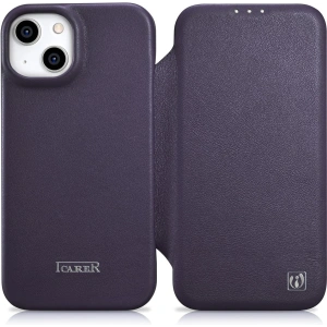 Kup Husă iCarer CE Premium Leather Folio MagSafe Apple iPhone 14 Plus / 15 Plus violet închis - ICR412 - {ean13} - Sklep Home Screen