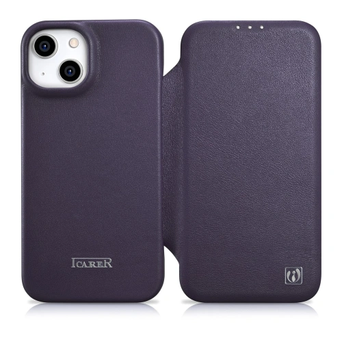 Kup Husă iCarer CE Premium Leather Folio MagSafe Apple iPhone 14 Plus / 15 Plus violet închis - ICR412 - {ean13} - Sklep Home Screen