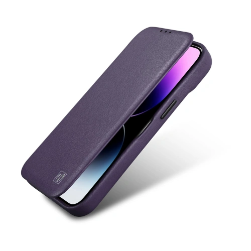 Kup Husă iCarer CE Premium Leather Folio MagSafe Apple iPhone 14 Plus / 15 Plus violet închis - ICR412 - {ean13} - Sklep Home Screen