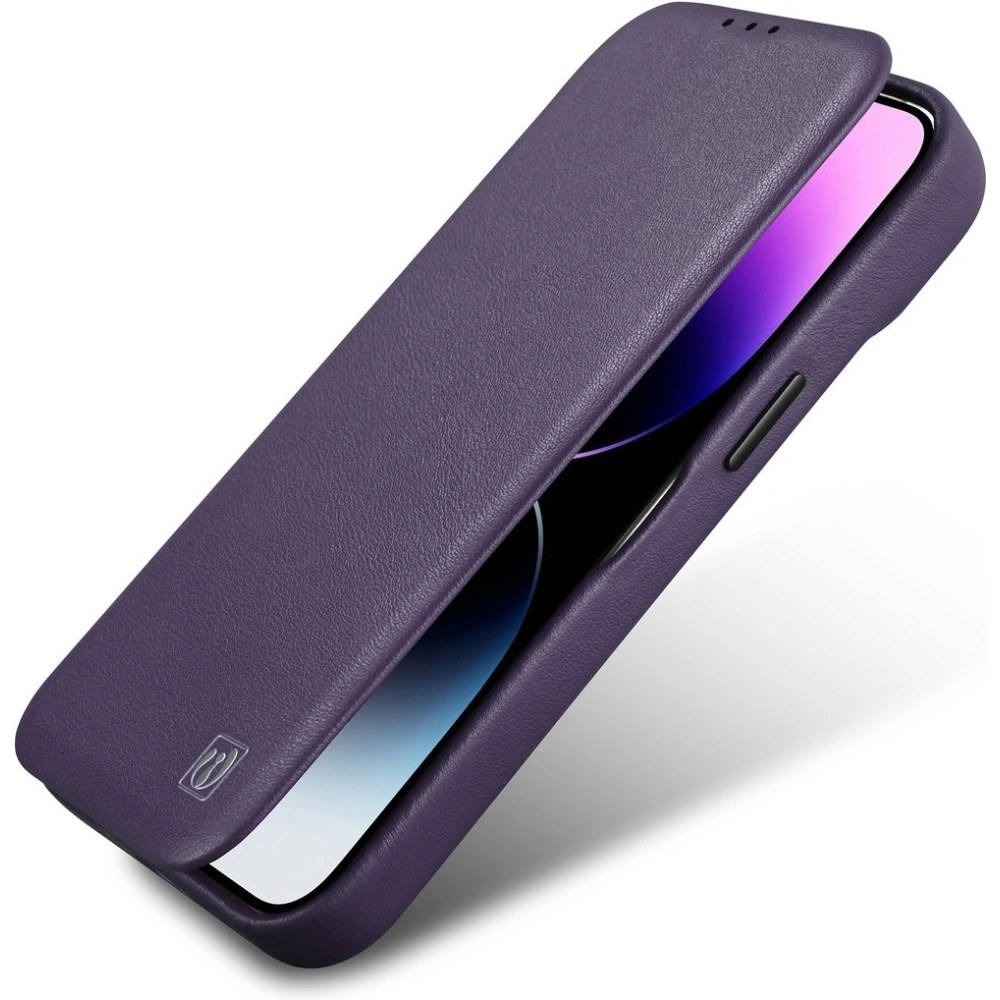 Etui iCarer CE Premium Leather Folio MagSafe Apple iPhone 14 Plus / 15 Plus ciemnofioletowy