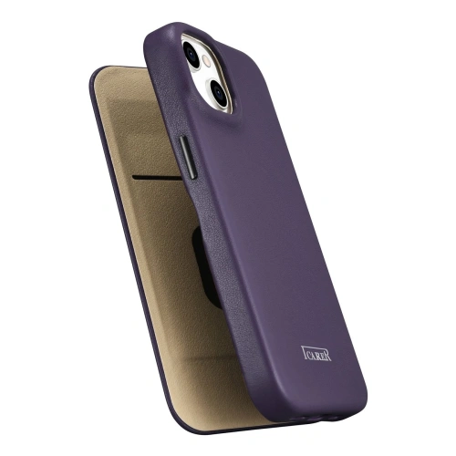 Kup Husă iCarer CE Premium Leather Folio MagSafe Apple iPhone 14 Plus / 15 Plus violet închis - ICR412 - {ean13} - Sklep Home Screen