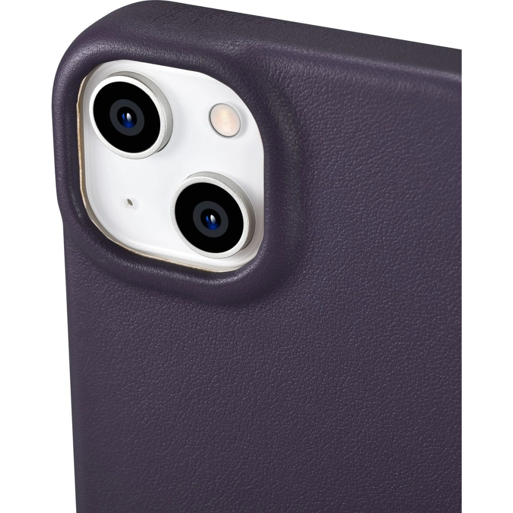 Etui iCarer CE Premium Leather Folio MagSafe Apple iPhone 14 Plus / 15 Plus ciemnofioletowy