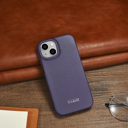 Kup Husă iCarer CE Premium Leather Folio MagSafe Apple iPhone 14 Plus / 15 Plus violet închis - ICR412 - {ean13} - Sklep Home Screen