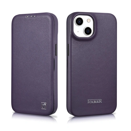 Kup Husă iCarer CE Premium Leather Folio MagSafe Apple iPhone 14 Plus / 15 Plus violet închis - ICR412 - {ean13} - Sklep Home Screen