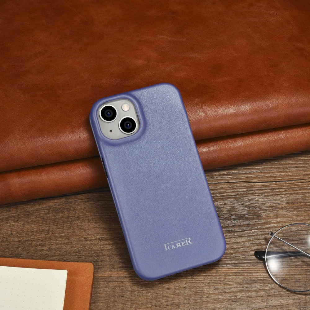 Etui iCarer CE Premium Leather Folio MagSafe Apple iPhone 14 Plus / 15 Plus jasnofioletowy