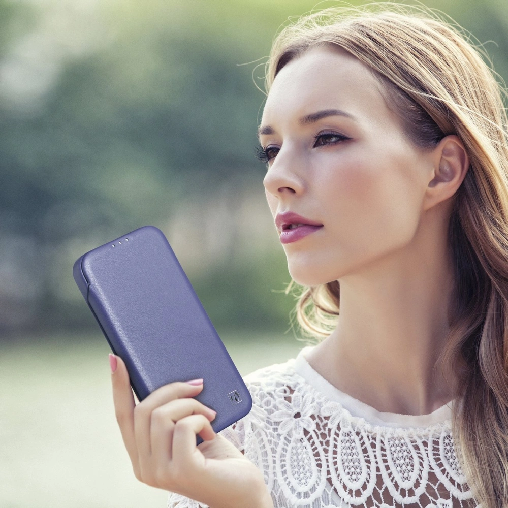 Etui iCarer CE Premium Leather Folio MagSafe Apple iPhone 14 Plus / 15 Plus jasnofioletowy