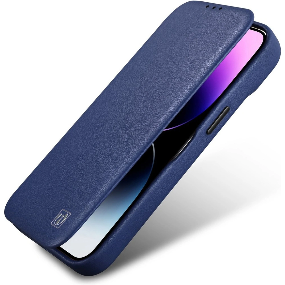 Etui iCarer CE Premium Leather Folio MagSafe Apple iPhone 14 Plus / 15 Plus niebieski