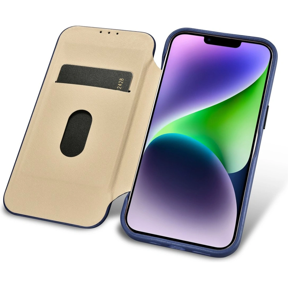 Etui iCarer CE Premium Leather Folio MagSafe Apple iPhone 14 Plus / 15 Plus niebieski