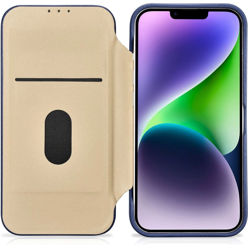 Etui iCarer CE Premium Leather Folio MagSafe Apple iPhone 14 Plus / 15 Plus niebieski