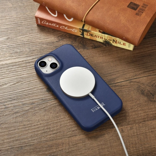 Kup Case iCarer CE Premium Leder Folio MagSafe Apple iPhone 14 Plus / 15 Plus blau - ICR414 - {ean13} - Sklep Home Screen