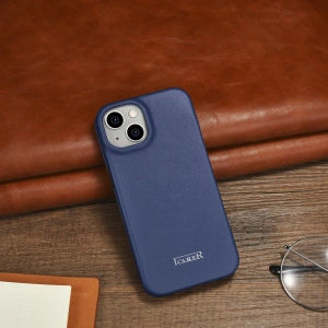 Kup Case iCarer CE Premium Leder Folio MagSafe Apple iPhone 14 Plus / 15 Plus blau - ICR414 - {ean13} - Sklep Home Screen