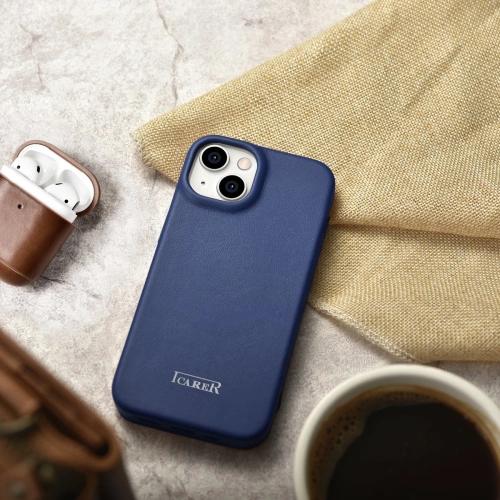 Kup Case iCarer CE Premium Leder Folio MagSafe Apple iPhone 14 Plus / 15 Plus blau - ICR414 - {ean13} - Sklep Home Screen