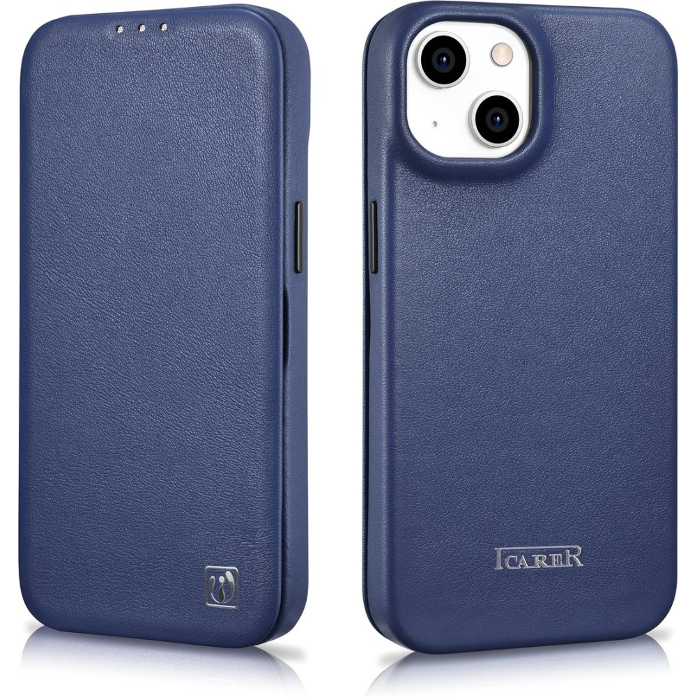 Etui iCarer CE Premium Leather Folio MagSafe Apple iPhone 14 Plus / 15 Plus niebieski