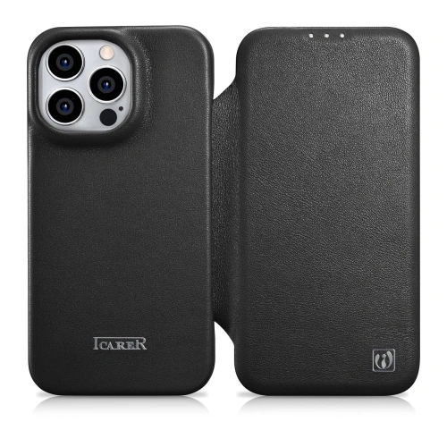 Buy iCarer CE Premium Leather Folio MagSafe Apple iPhone 14 Pro Max black - ICR415 - {ean13} - Home Screen Store Europe
