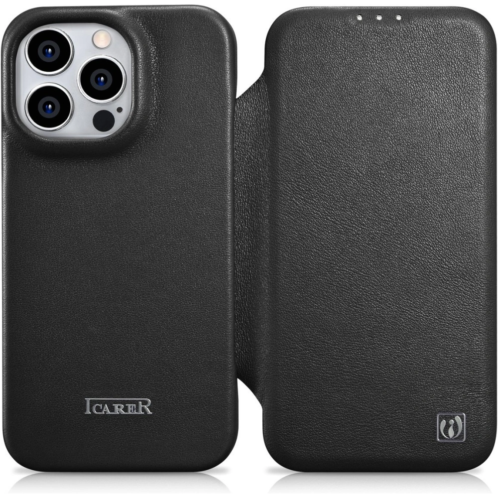 Etui iCarer CE Premium Leather Folio MagSafe Apple iPhone 14 Pro Max czarny