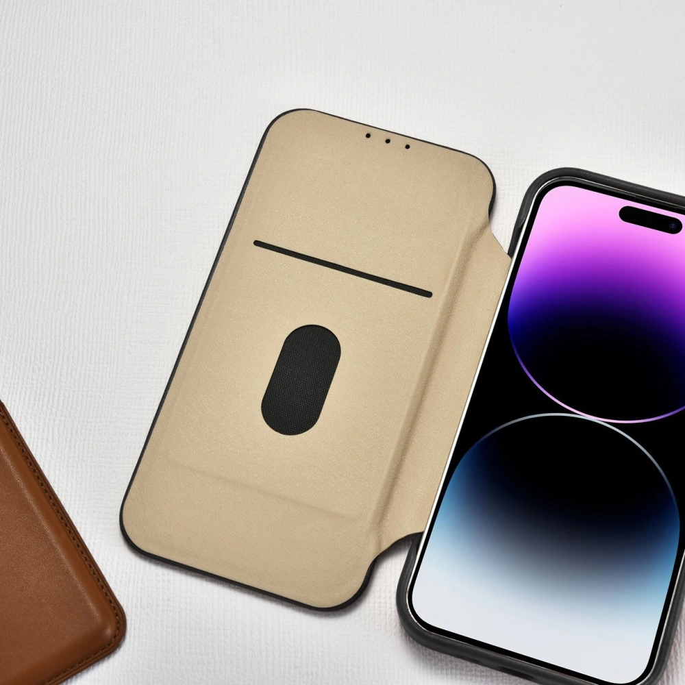 Etui iCarer CE Premium Leather Folio MagSafe Apple iPhone 14 Pro Max czarny