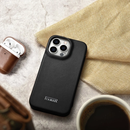 Kup Case iCarer CE Premium Leder Folio MagSafe Apple iPhone 14 Pro Max schwarz - ICR415 - {ean13} - Sklep Home Screen