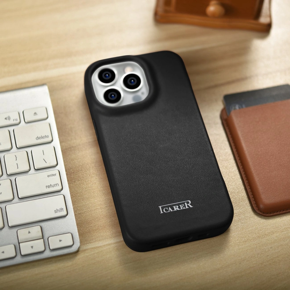 Etui iCarer CE Premium Leather Folio MagSafe Apple iPhone 14 Pro Max czarny