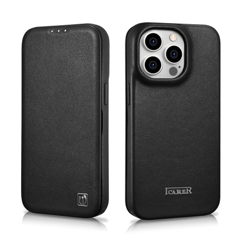 Buy iCarer CE Premium Leather Folio MagSafe Apple iPhone 14 Pro Max black - ICR415 - {ean13} - Home Screen Store Europe
