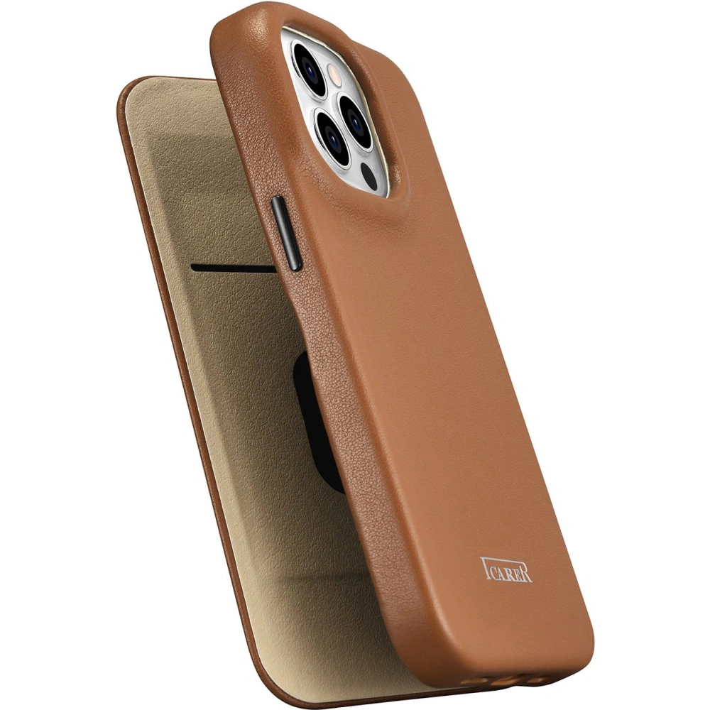 Etui iCarer CE Premium Leather Folio MagSafe Apple iPhone 14 Pro Max brązowy