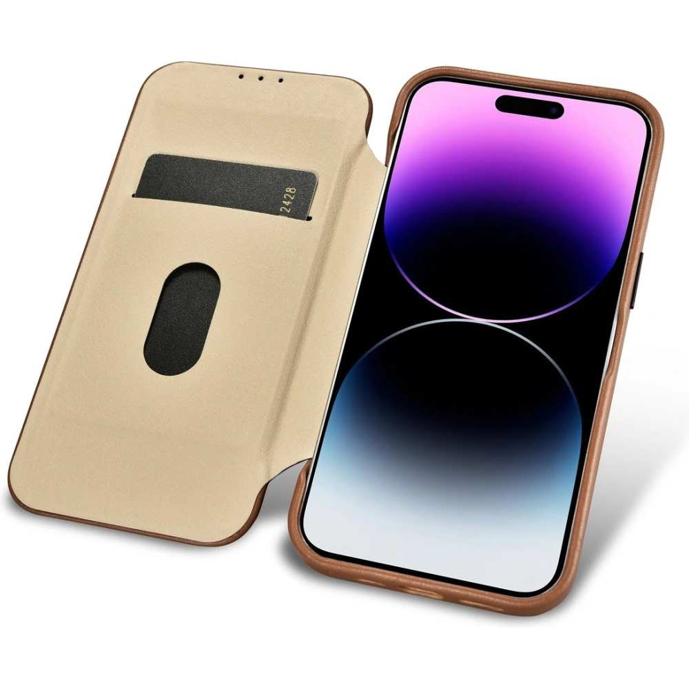 Etui iCarer CE Premium Leather Folio MagSafe Apple iPhone 14 Pro Max brązowy