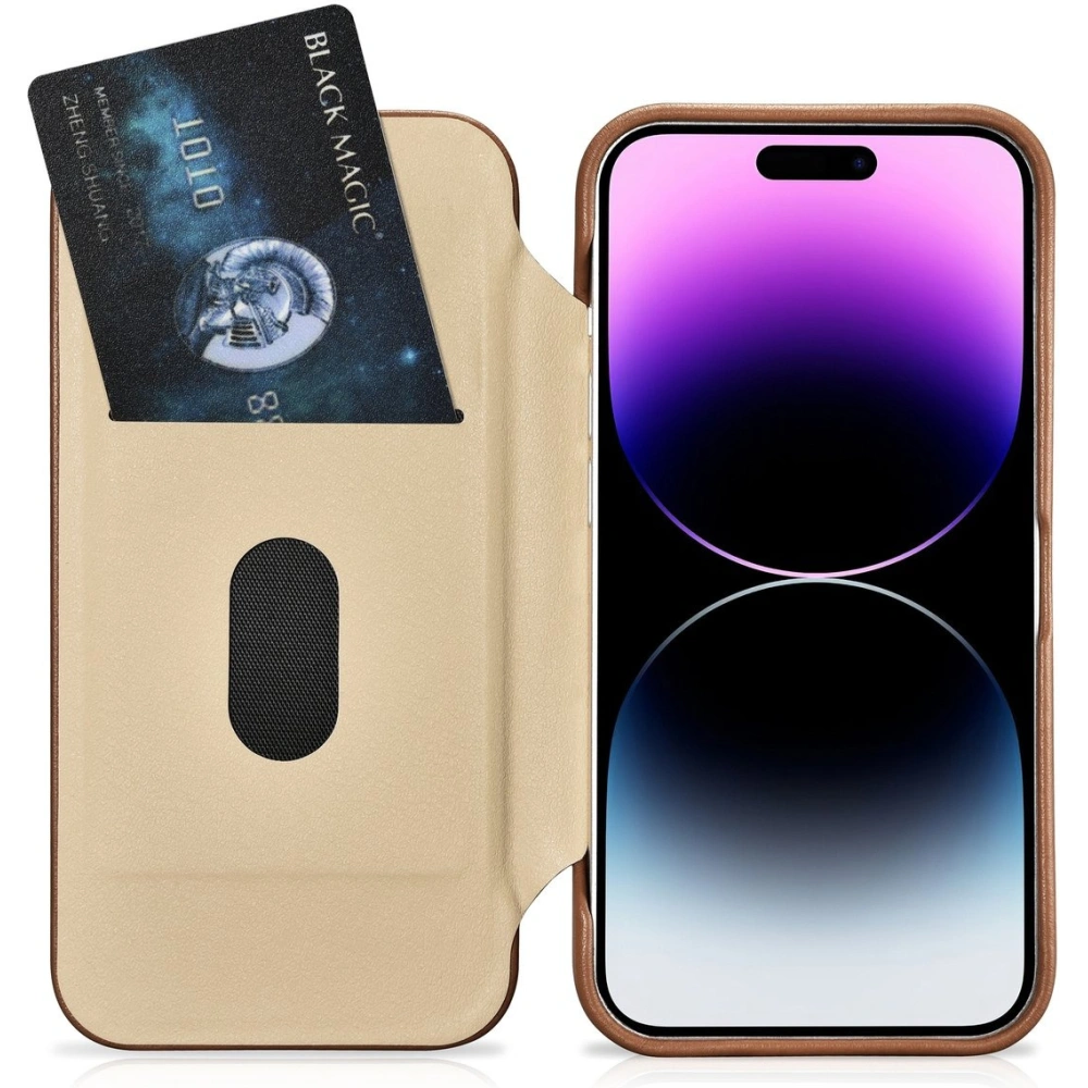Etui iCarer CE Premium Leather Folio MagSafe Apple iPhone 14 Pro Max brązowy