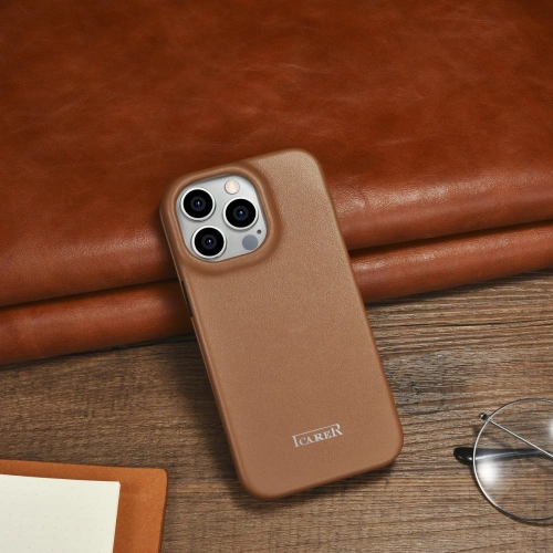 Kup Etui iCarer CE Premium Leather Folio MagSafe Apple iPhone 14 Pro Max hnědý - ICR416 - {ean13} - Sklep Home Screen