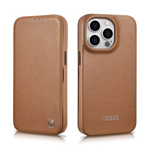 Kup Etui iCarer CE Premium Leather Folio MagSafe Apple iPhone 14 Pro Max brązowy - ICR416 - {ean13} - Sklep Home Screen