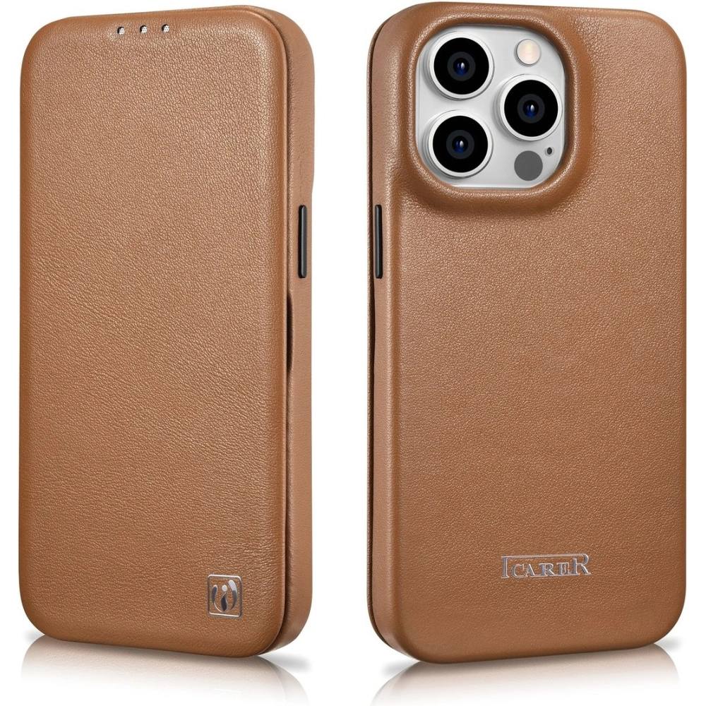 Etui iCarer CE Premium Leather Folio MagSafe Apple iPhone 14 Pro Max brązowy