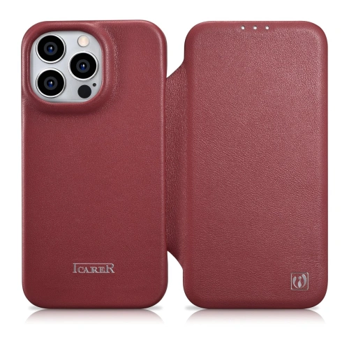 Kup Etui iCarer CE Premium Leather Folio MagSafe Apple iPhone 14 Pro Max červené - ICR417 - {ean13} - Sklep Home Screen