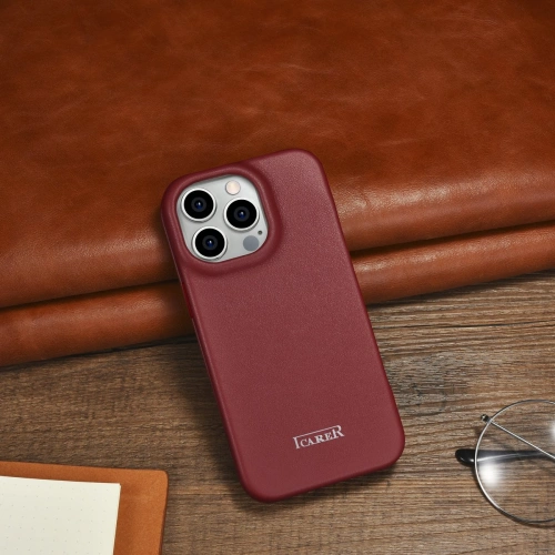 Kup Case iCarer CE Premium Leder Folio MagSafe Apple iPhone 14 Pro Max rot - ICR417 - {ean13} - Sklep Home Screen