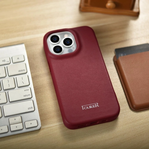 Buy iCarer CE Premium Leather Folio MagSafe Apple iPhone 14 Pro Max red - ICR417 - {ean13} - Home Screen Store Europe