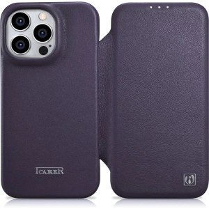 Kup Carcasă iCarer CE Premium Leather Folio MagSafe Apple iPhone 14 Pro Max violet închis - ICR418 - {ean13} - Sklep Home Screen