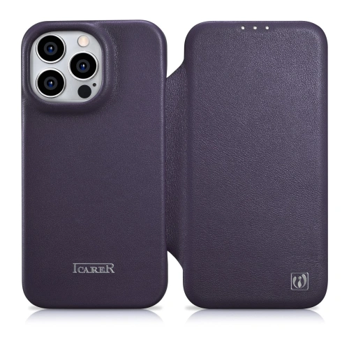 Kup Etui iCarer CE Premium Leather Folio MagSafe Apple iPhone 14 Pro Max tmavě fialové - ICR418 - {ean13} - Sklep Home Screen