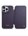 Etui iCarer CE Premium Leather Folio MagSafe Apple iPhone 14 Pro Max tmavě fialové