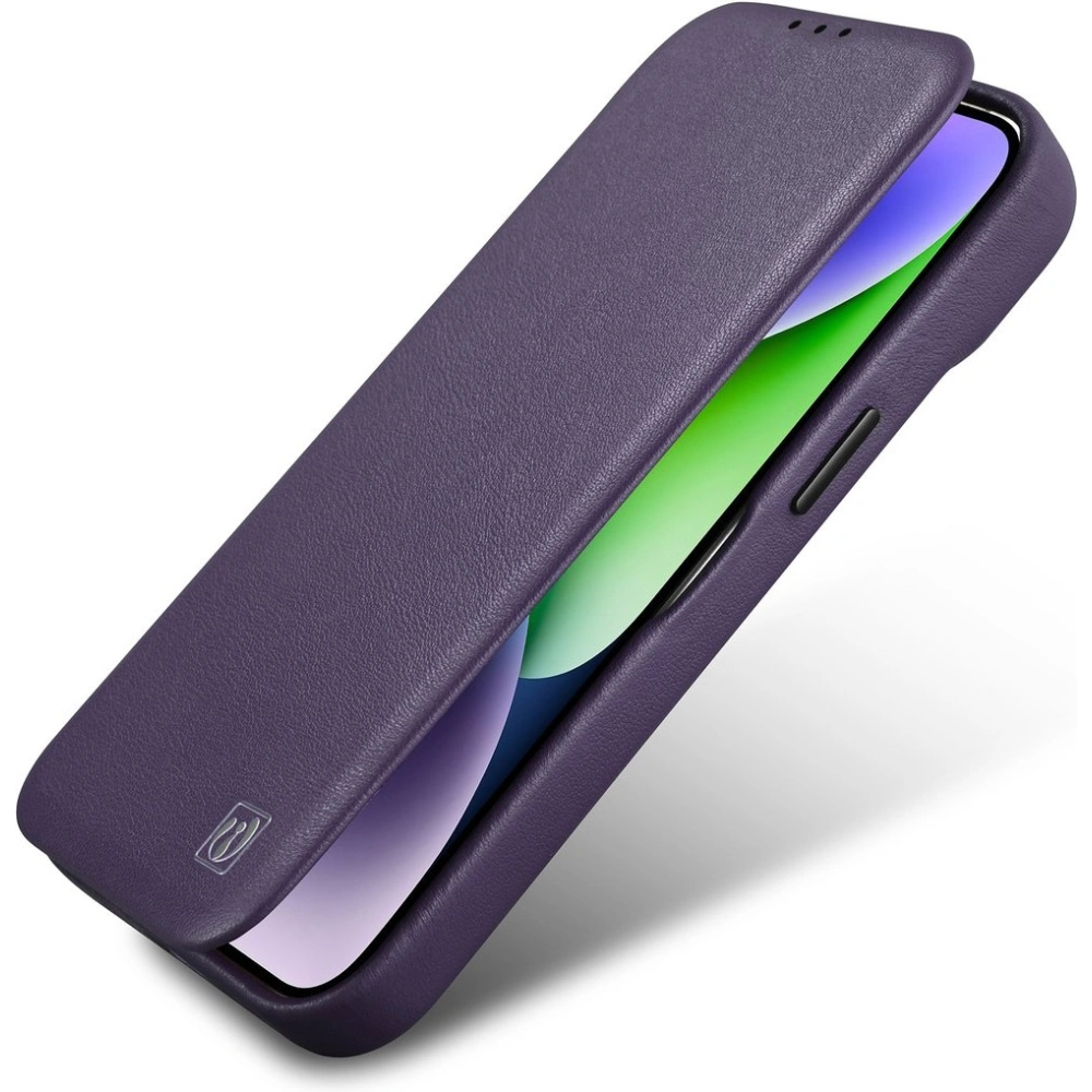 Etui iCarer CE Premium Leather Folio MagSafe Apple iPhone 14 Pro Max ciemnofioletowy