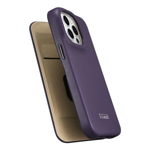Kup Etui iCarer CE Premium Leather Folio MagSafe Apple iPhone 14 Pro Max tmavě fialové - ICR418 - {ean13} - Sklep Home Screen