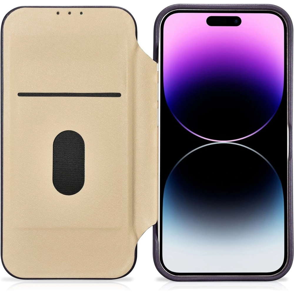 Etui iCarer CE Premium Leather Folio MagSafe Apple iPhone 14 Pro Max ciemnofioletowy