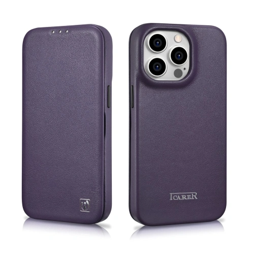 Kup Etui iCarer CE Premium Leather Folio MagSafe Apple iPhone 14 Pro Max tmavě fialové - ICR418 - {ean13} - Sklep Home Screen