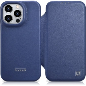 Kup Etui iCarer CE Premium Leather Folio MagSafe Apple iPhone 14 Pro Max niebieski - ICR420 - {ean13} - Sklep Home Screen