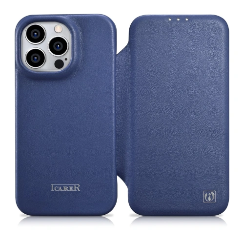 Kup Case iCarer CE Premium Leder Folio MagSafe Apple iPhone 14 Pro Max blau - ICR420 - {ean13} - Sklep Home Screen