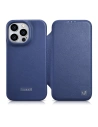 Case iCarer CE Premium Leder Folio MagSafe Apple iPhone 14 Pro Max blau
