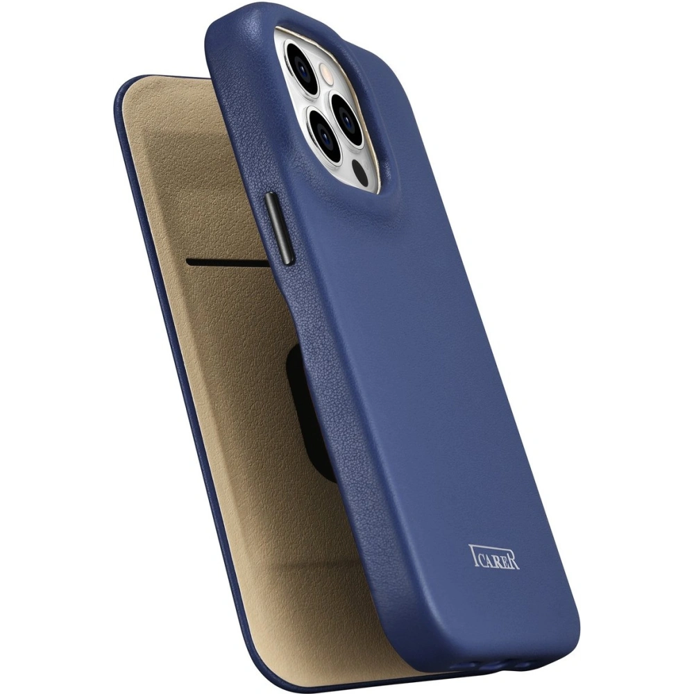 Etui iCarer CE Premium Leather Folio MagSafe Apple iPhone 14 Pro Max niebieski