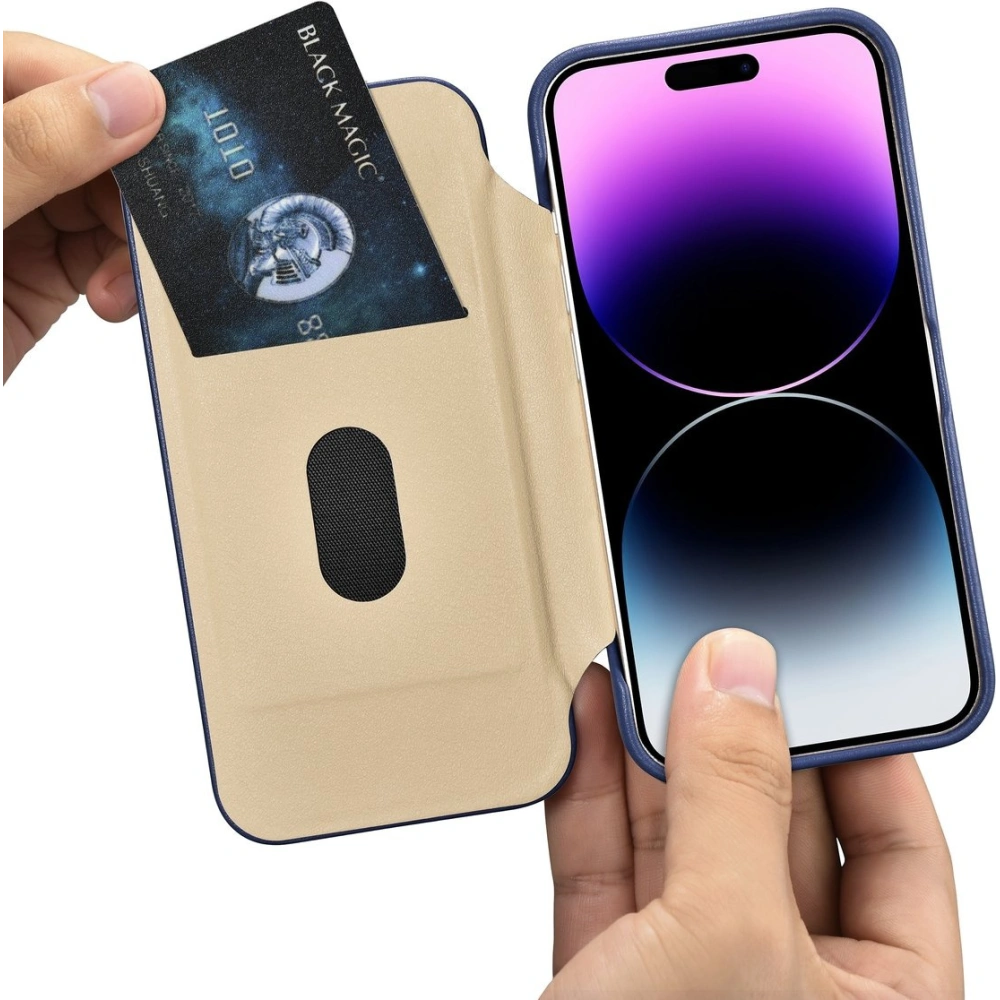 Etui iCarer CE Premium Leather Folio MagSafe Apple iPhone 14 Pro Max niebieski