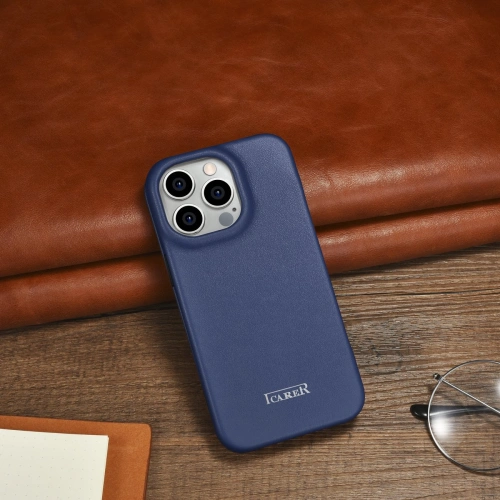 Kup Case iCarer CE Premium Leder Folio MagSafe Apple iPhone 14 Pro Max blau - ICR420 - {ean13} - Sklep Home Screen