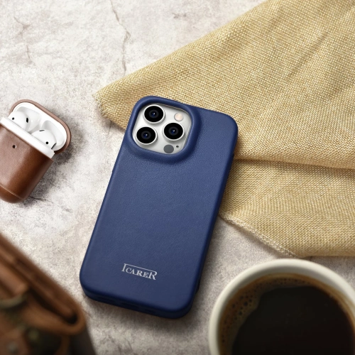 Kup Case iCarer CE Premium Leder Folio MagSafe Apple iPhone 14 Pro Max blau - ICR420 - {ean13} - Sklep Home Screen
