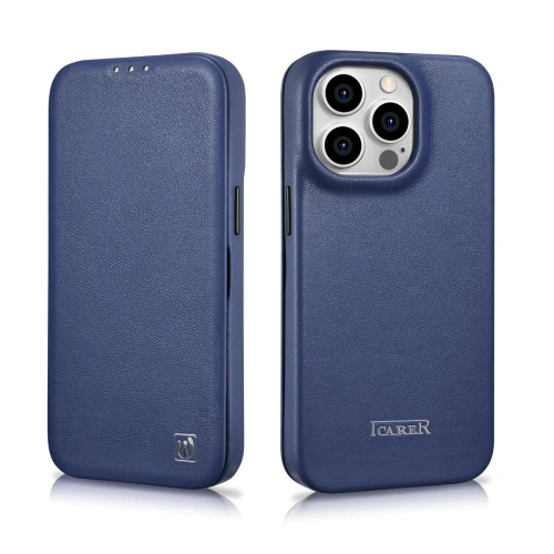 Kup Case iCarer CE Premium Leder Folio MagSafe Apple iPhone 14 Pro Max blau - ICR420 - {ean13} - Sklep Home Screen